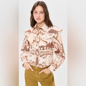 Ulla Johnson Cream and Brown Patterned Blouse